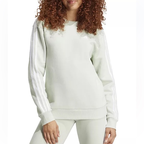adidas Tops - Adidas 3-Stripe Cotton Fleece Crewneck Sweatshirt